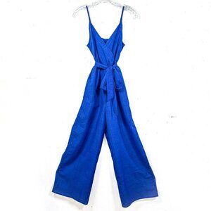Flying Tomato NWT Cobalt Blue Wrap Wide Leg Jumpsuit Tie Waist XS